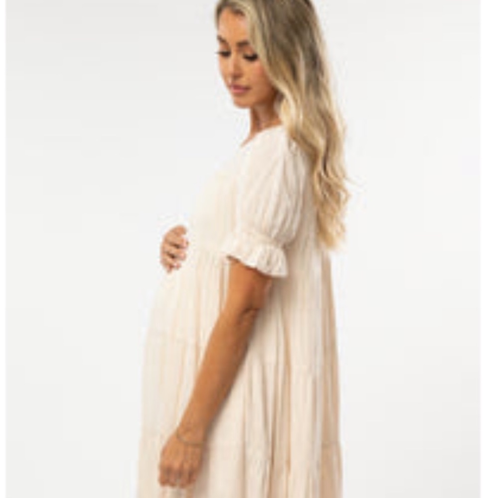NWT pink blush maternity dress cream